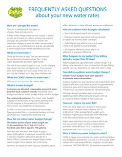 Frequently Asked Questions about your new water rates Opens in new window